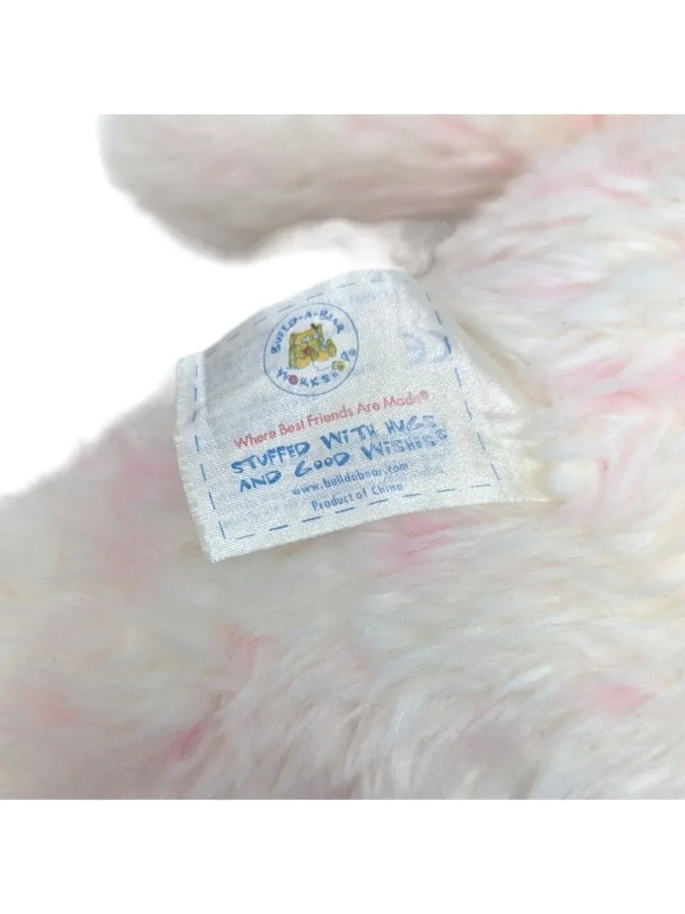 Build A Bear Cuddles Pink Blush White Fluffy Plush Stuffed Animal Soft Toy 15''